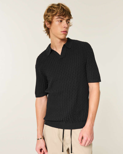 Boxy Short-Sleeve Sweater Polo
