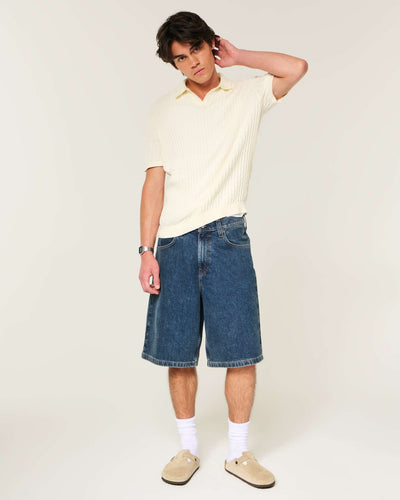 Boxy Short-Sleeve Sweater Polo