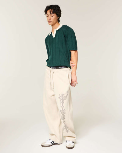 Boxy Short-Sleeve Soccer Sweater Polo