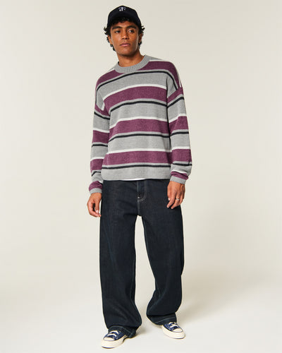 Boxy Striped Crew Sweater