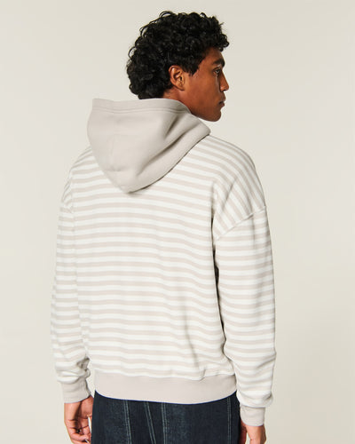 Boxy Zip-Up Logo Hoodie