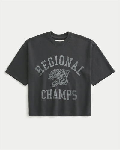 Boxy Short-Sleeve Graphic Sweatshirt