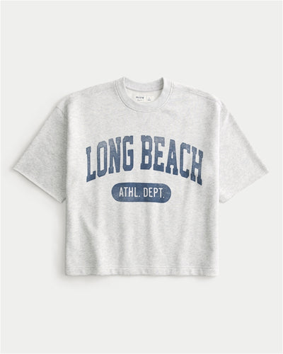 Boxy Short-Sleeve Graphic Sweatshirt