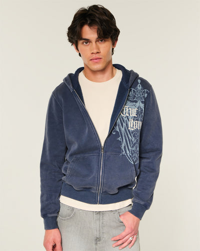 Zip-Up Graphic Hoodie