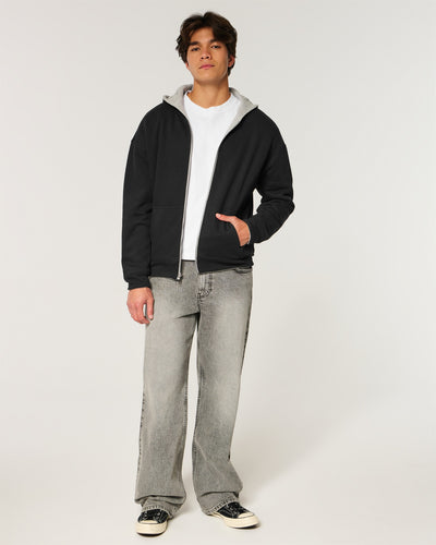 Boxy Reversible Zip-Up Hoodie