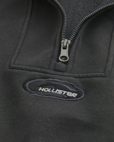 Boxy Quarter-Zip Logo Sweatshirt