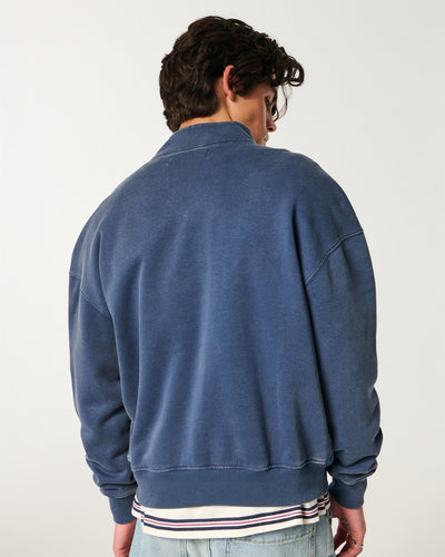 Boxy Quarter-Zip Logo Sweatshirt