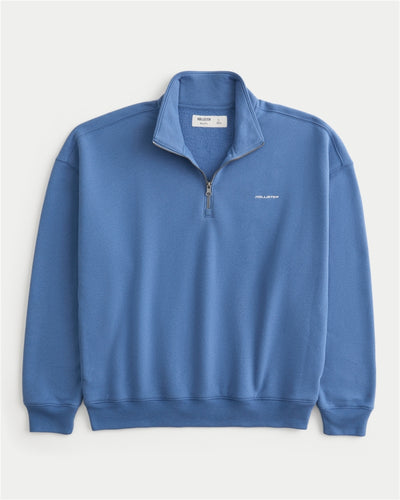 Hollister Feel Good Boxy Quarter-Zip Logo Sweatshirt