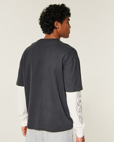 Boxy Heavyweight Layered 2-in-1 No Fear Graphic Tee