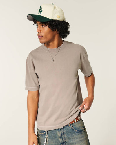 Boxy Heavyweight Contrast Stitch Crew T-Shirt
