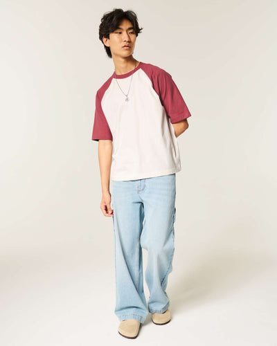 Boxy Heavyweight Cotton Raglan Crew T-Shirt