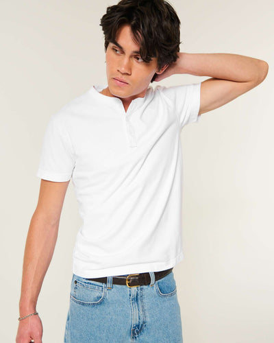 Heavyweight Cotton Short-Sleeve Henley