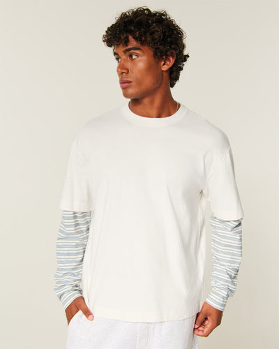 Boxy Layered 2-in-1 Crew T-Shirt