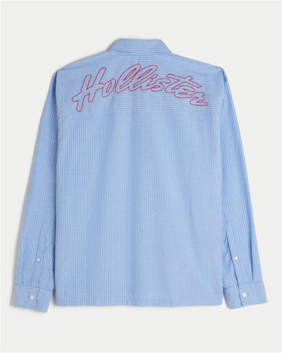 Boxy Poplin Logo Graphic Shirt