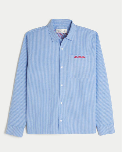 Boxy Poplin Logo Graphic Shirt