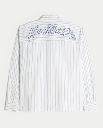 Boxy Poplin Logo Graphic Shirt