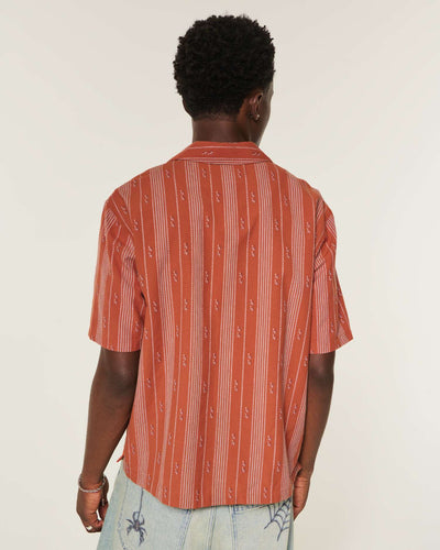 Boxy Cotton Textural Stripe Shirt