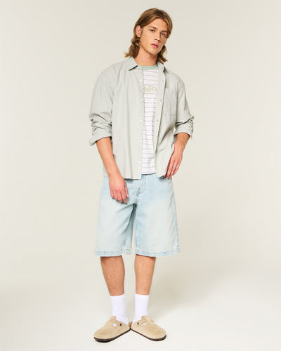 Boxy Linen-Blend Button-Through Shirt