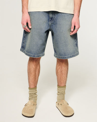 Medium Wash Baggy Jean Shorts