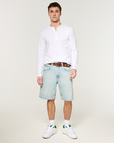 Light Wash Baggy Jean Shorts