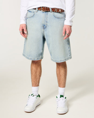Light Wash Baggy Jean Shorts