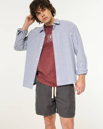 Mid-Thigh Linen-Blend Pull-On Shorts