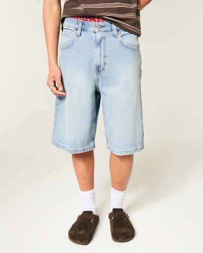 Light Wash Super Baggy Jean Shorts
