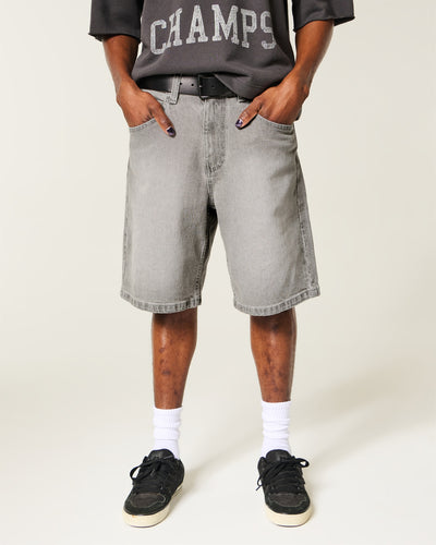 Grey Baggy Jean Shorts