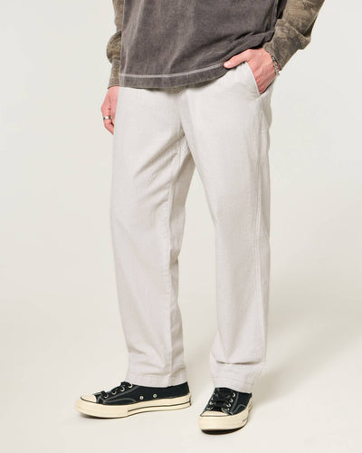 Linen-Blend Loose Pull-On Pants