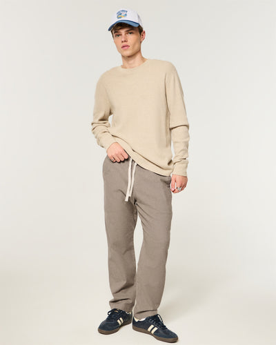 Linen-Blend Loose Pull-On Pants