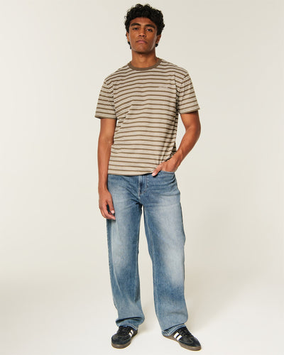 Dark Wash Embroidered Graphic Baggy Jeans