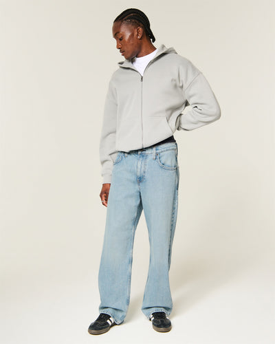 Low-Rise Embroidered Baggy Jeans