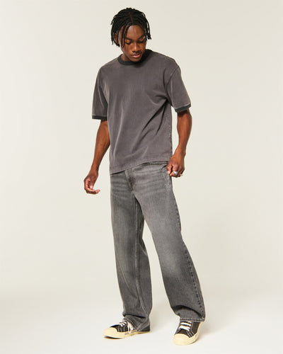 Low-Rise Logo Graphic Baggy Jeans