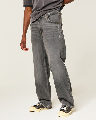 Low-Rise Logo Graphic Baggy Jeans