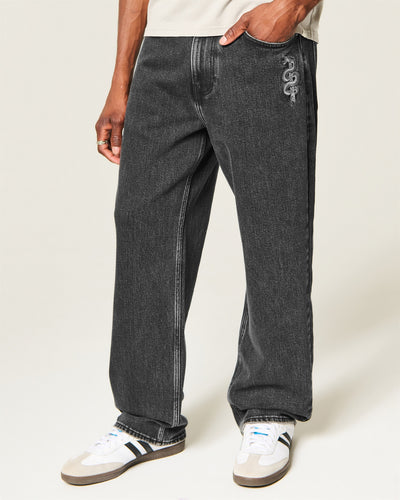 Snake Graphic Baggy Jeans