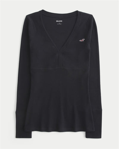 Long-Sleeve V-Neck Icon Top