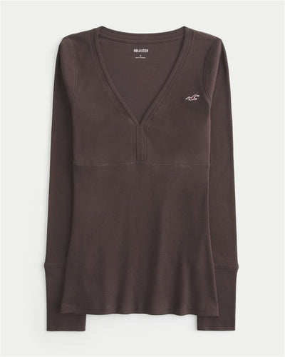 Long-Sleeve V-Neck Icon Top