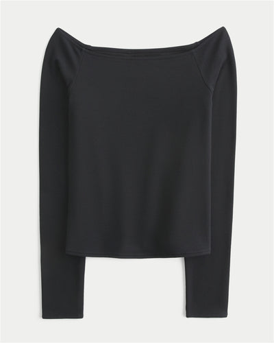Long-Sleeve Off-the-Shoulder T-Shirt