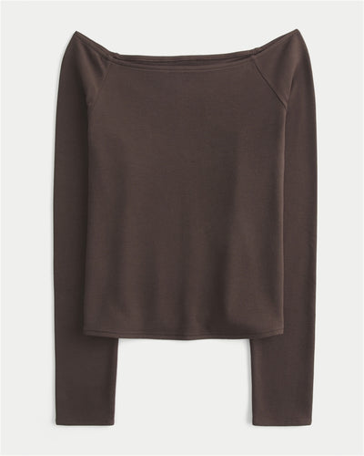 Long-Sleeve Off-the-Shoulder T-Shirt