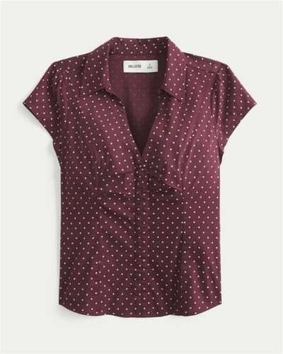 Cinched Hook-and-Eye Short Sleeve Shirt