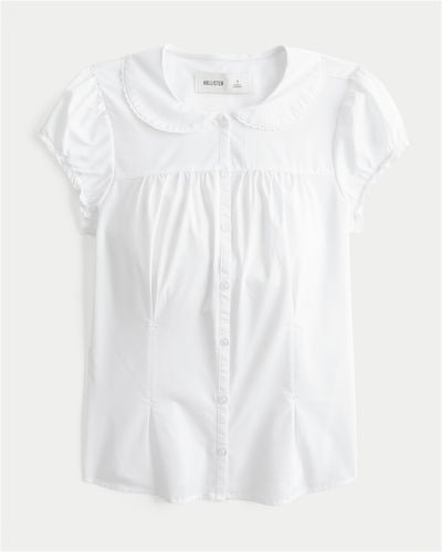 Short-Sleeve Statement Collar Shirt