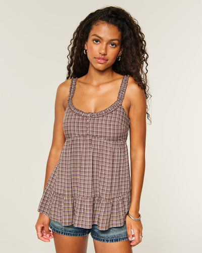 Ruffle Trim Tunic Babydoll Top