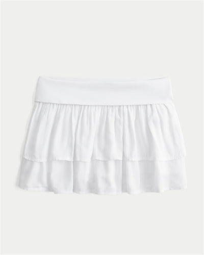 Foldover Waist Tiered Mini Skort