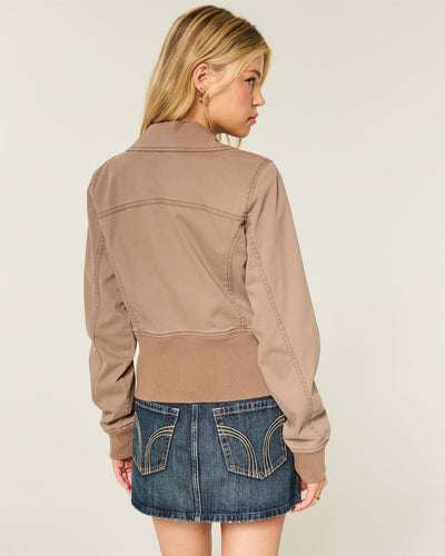 Twill Zip-Up Bomber Jacket