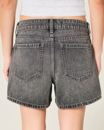 Low-Rise Grey Baggy Jean Shorts