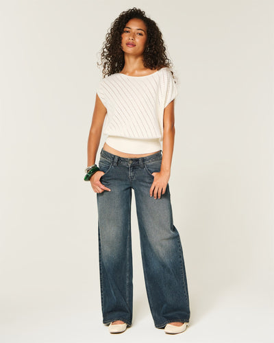 Banded Textural Cap Sleeve Sweater