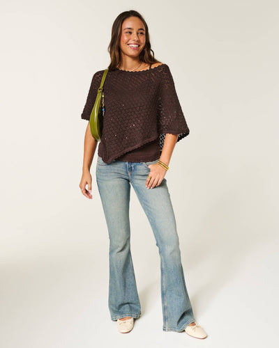 Open-Stitch Sequin Poncho