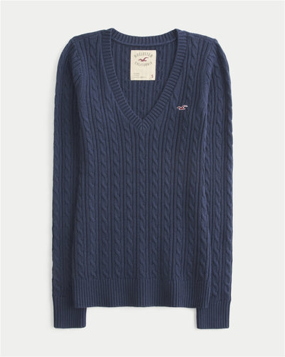 Hollister Ivy Cable-Knit V-Neck Sweater