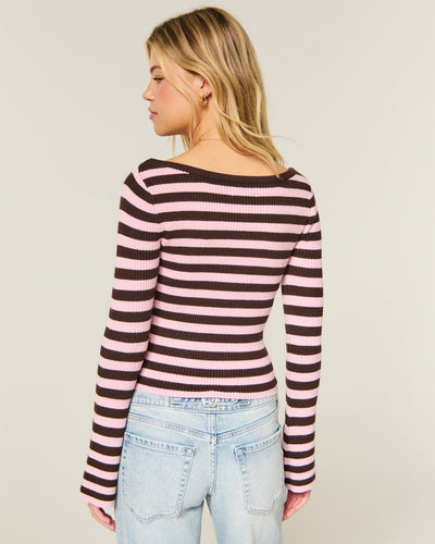 Slash-Neck Bell Sleeve Sweater