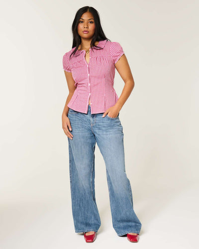 Hollister Andi Adjustable Waist Low-Rise Dark Wash Baggy Jeans